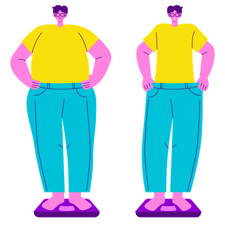 Hombre perdiendo peso  Ilustración