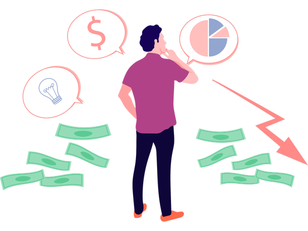 Hombre haciendo gestión de dinero  Ilustración
