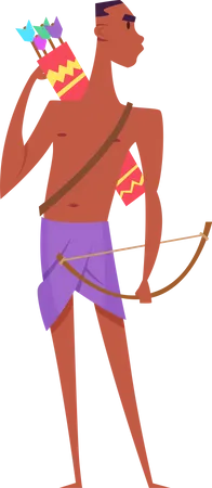Hombre africano con arco y flecha  Ilustración