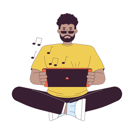 Hombre afroamericano disfrutando de la consola de juegos  Ilustración