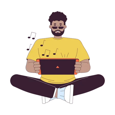 Hombre afroamericano disfrutando de la consola de juegos  Ilustración