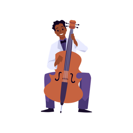 Hombre afroamericano tocando el violonchelo  Ilustración