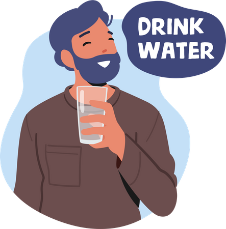 Hombre bebiendo agua  Ilustración