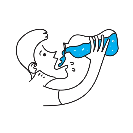 Hombre bebiendo agua  Ilustración