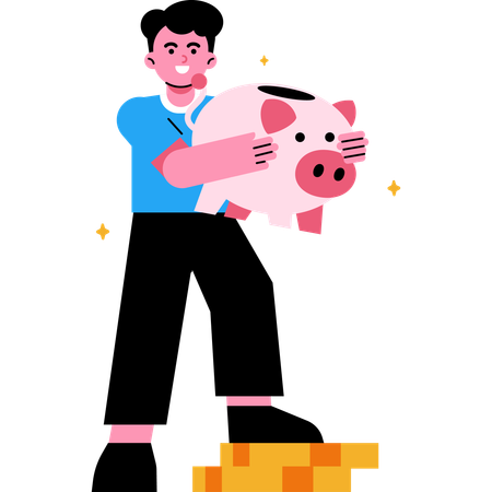 Hombre ahorrando dinero  Illustration