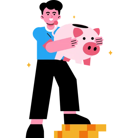 Hombre ahorrando dinero  Illustration