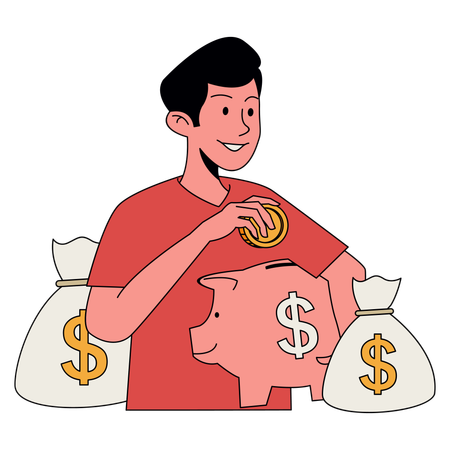 Hombre ahorrando dinero  Illustration