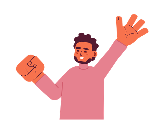 Hombre alegre agitando la mano  Ilustración