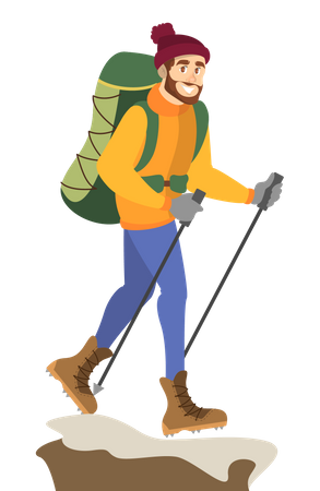 Hombre alpinista caminando  Ilustración