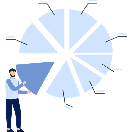 Visualización de datos de segmentos de gráfico circular de hombre añadiendo  Ilustración