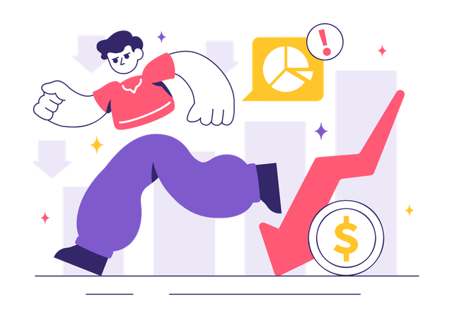 Hombre analiza la crisis financiera  Ilustración