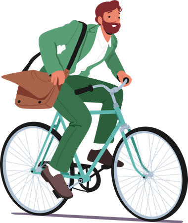 Hombre anda en bicicleta  Ilustración