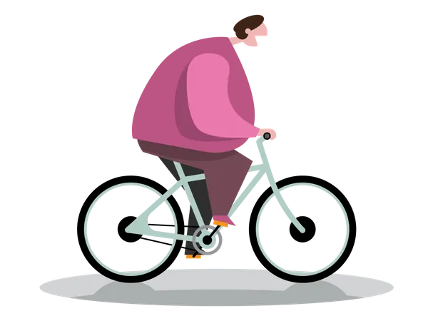 Hombre andando en bicicleta para perder peso  Ilustración