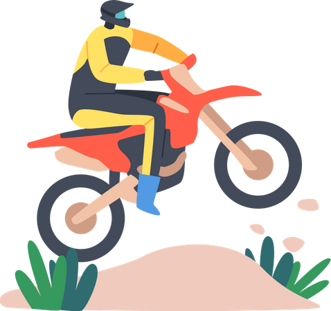 Hombre andando en bicicleta y haciendo acrobacias extremas  Ilustración