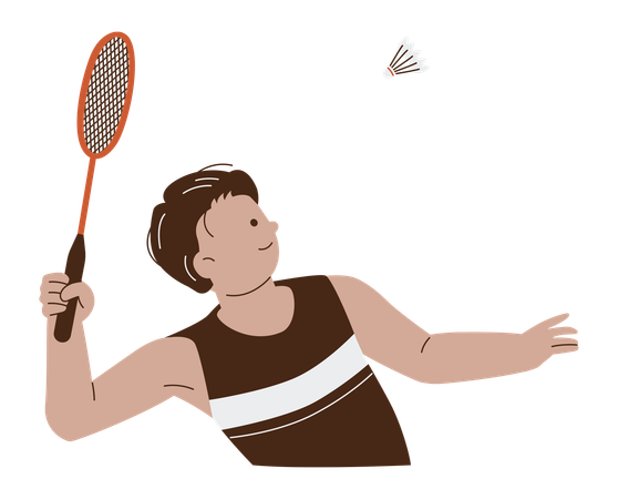 Hombre aplastando bádminton  Ilustración