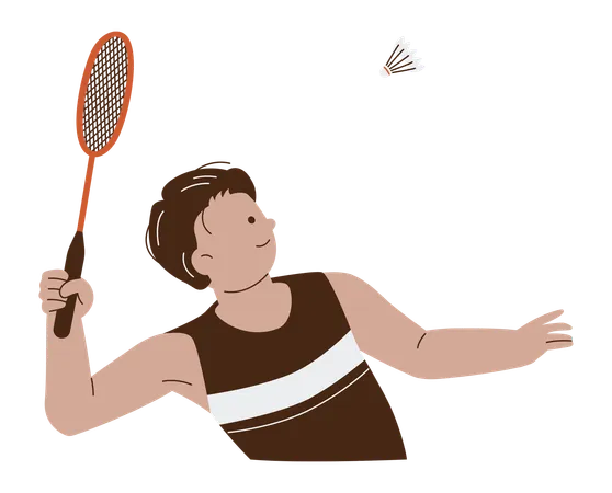 Hombre aplastando bádminton  Ilustración