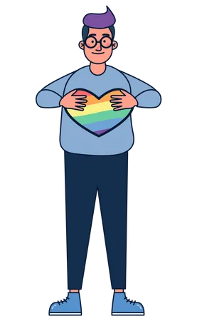 El hombre apoya a LGBTQ  Ilustración