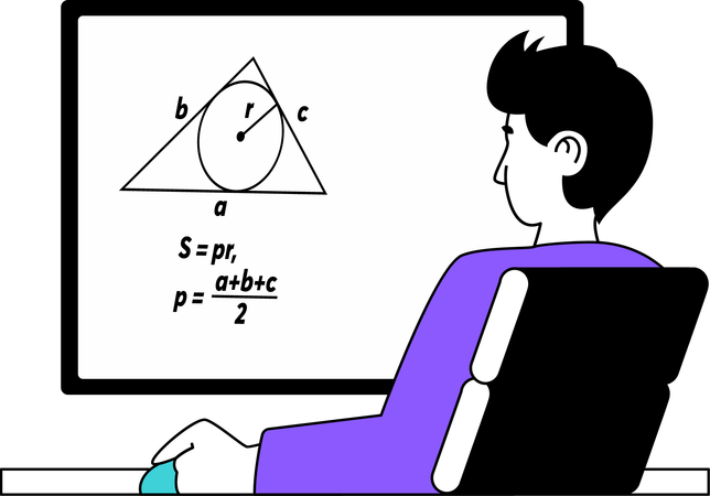 Hombre aprendiendo matemáticas de álgebra  Ilustración