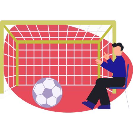 Hombre señalando la portería de fútbol  Ilustración