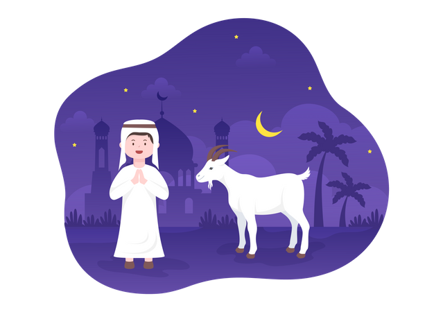 Hombre árabe con cabra  Ilustración