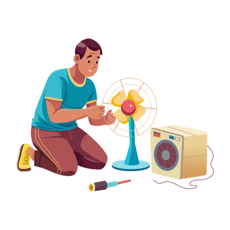 Hombre arreglando electrodomésticos  Ilustración