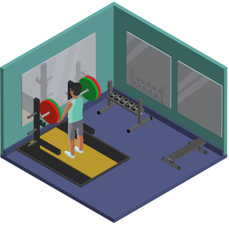 Hombre arriba presionando en el gimnasio  Ilustración