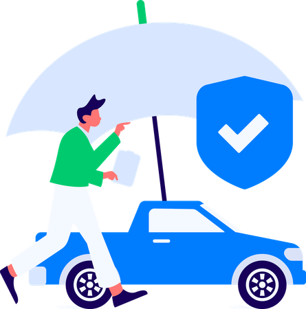 El hombre asegura su coche contra daños  Illustration