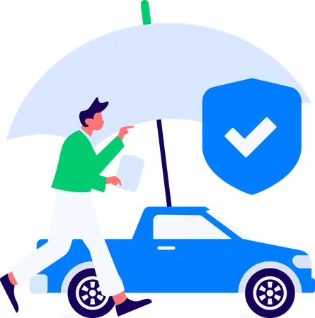 El hombre asegura su coche contra daños  Illustration