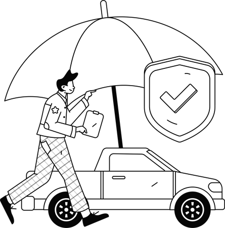 El hombre asegura su coche contra daños  Illustration
