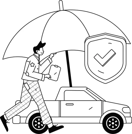 El hombre asegura su coche contra daños  Illustration