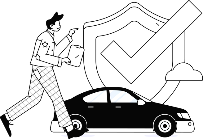 El hombre asegura su coche contra daños  Illustration