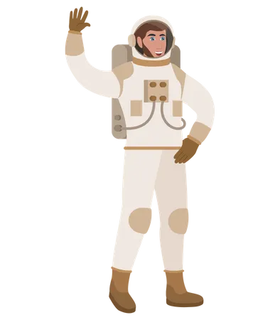 Astronauta hombre saludando  Ilustración