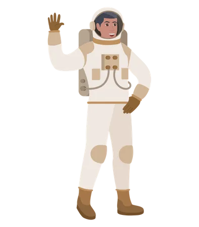 Astronauta hombre saludando  Ilustración