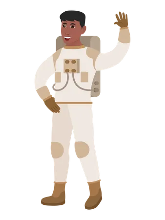 Astronauta hombre saludando  Illustration