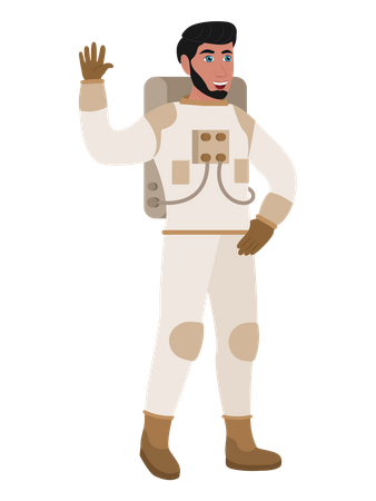 Astronauta hombre saludando  Ilustración