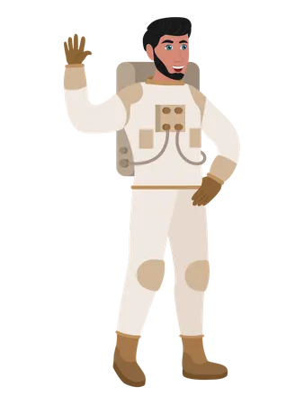 Astronauta hombre saludando  Illustration