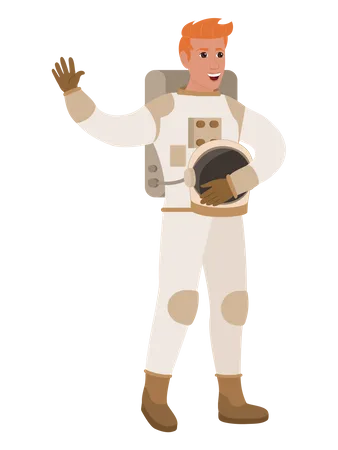 Astronauta hombre saludando  Illustration