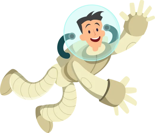 Astronauta hombre saludando  Ilustración