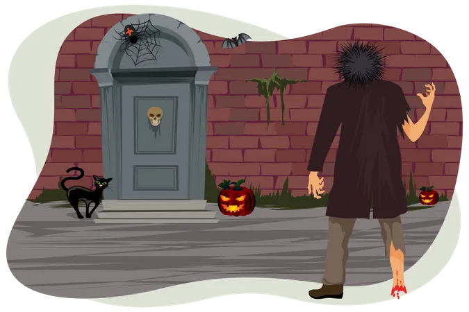 Hombre aterrador disfrazado de Halloween  Ilustración
