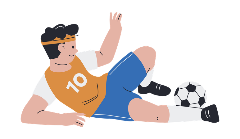 Hombre deportista jugando al fútbol  Ilustración