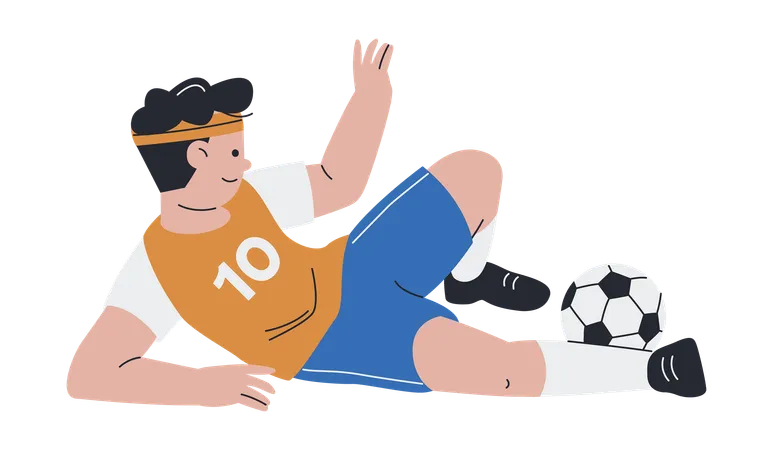 Hombre deportista jugando al fútbol  Ilustración