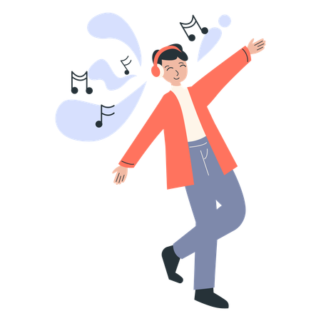 Hombre bailando música  Ilustración