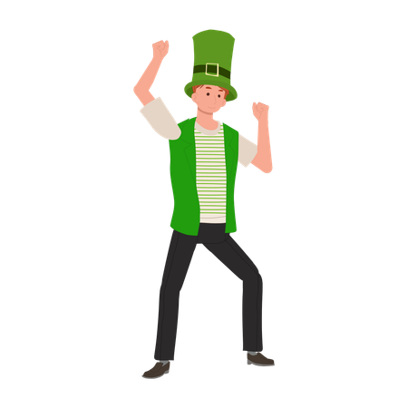 Hombre bailando en traje verde  Ilustración
