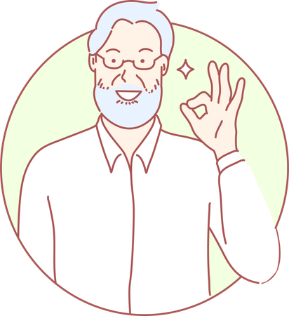 Hombre de barba mostrando buen gesto  Ilustración