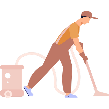 Hombre barriendo piso  Ilustración