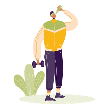 Hombre bebiendo agua  Ilustración