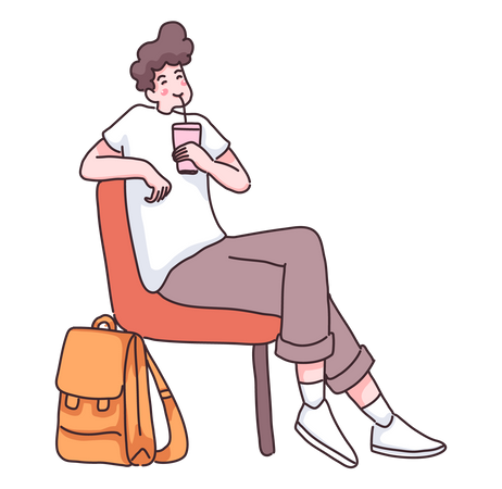 Hombre tomando café  Ilustración