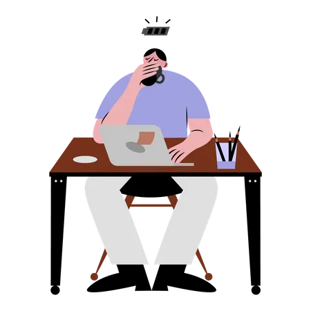 Hombre tomando café  Ilustración