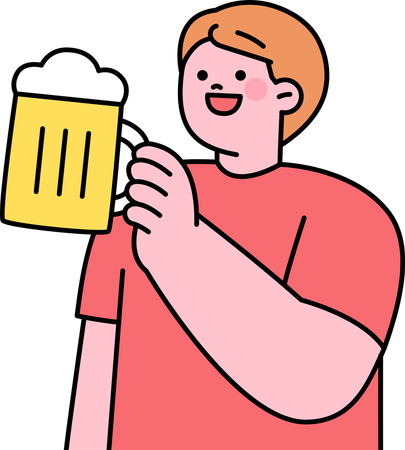 Hombre bebiendo cerveza  Ilustración