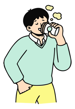 Hombre bebiendo una taza de café  Ilustración